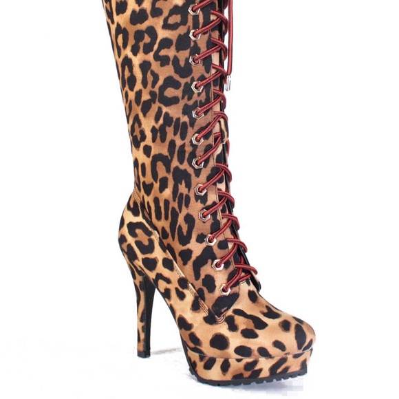 Over the Knee Leopard Print Boots - Picture 4 of 7